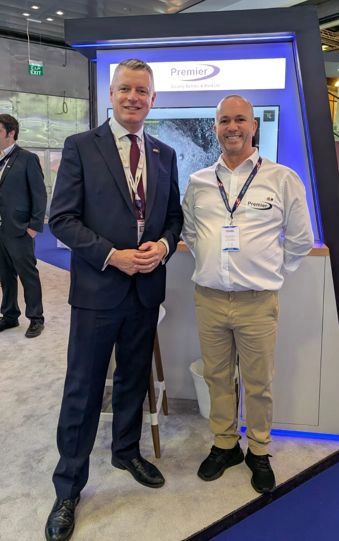 Premier MD Neil Johns with Luke Pollard MP, the UK&rsquo;s Minister for Defence, Readiness and Industry
