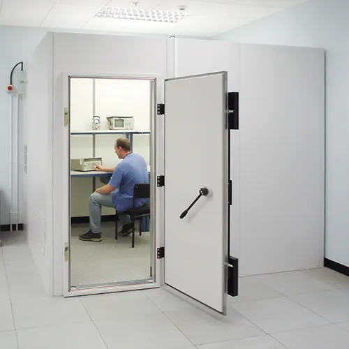 EMP protected room providing electromagnetic pulse protection for critical electronic systems