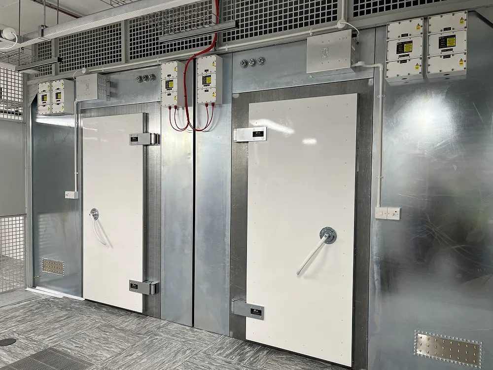 Modular EMP shielded room constructed from bolted galvanised steel panels with conductive gaskets