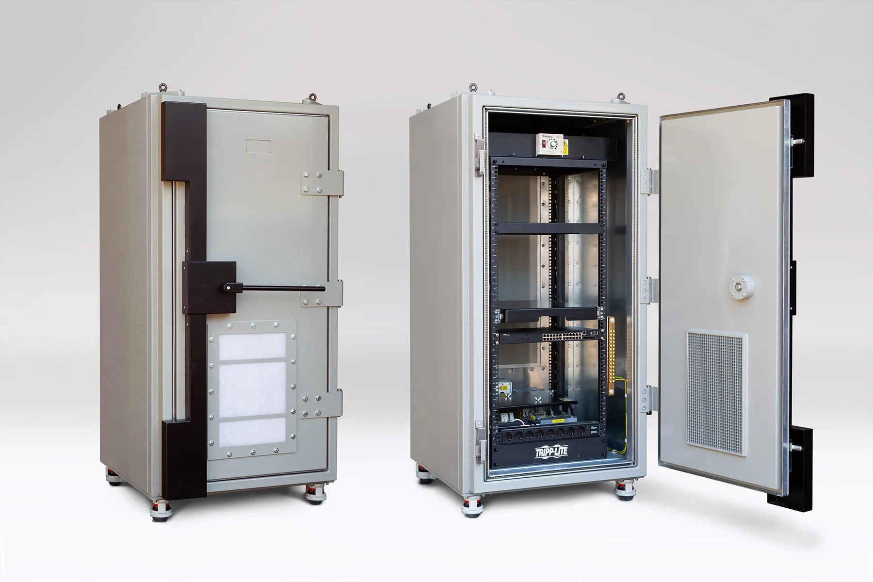 RF shielded cabinet used for equipment level electromagnetic protection and testing