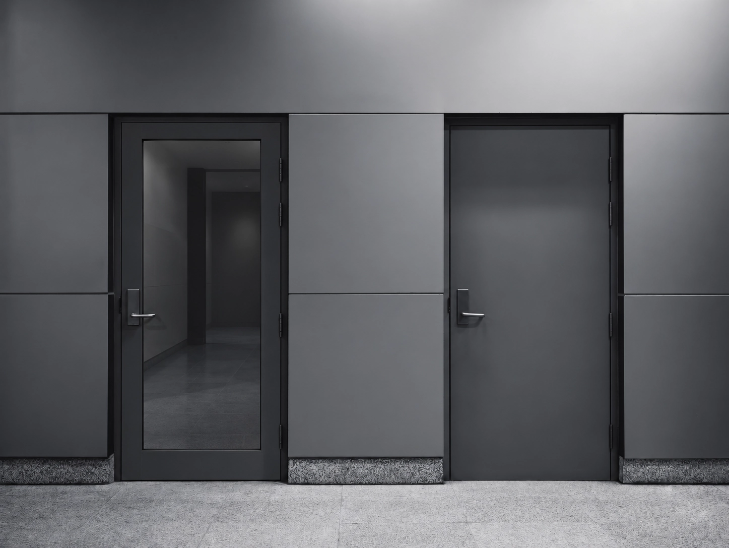 Blast resistant door - fully glazed and solid configurations showing EXV rated security entrance